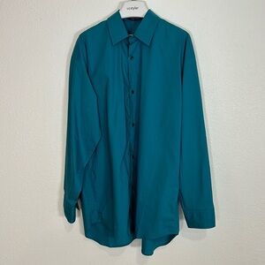 Sofie D’Hoore Brennan Oversized Cotton Poplin Shirt Teal Button Down LS Blouse